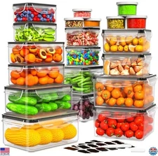 40-Piece Airtight Food Storage Set - Leakproof Containers & Lids, Microwave Safe