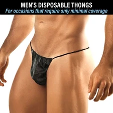 6-Pk Men's Disposable Black Thong Briefs Tattoo Spa Tanning Travel - DP112x1