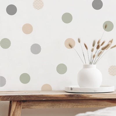 Boho Polka Dot Wall Decals 72 PCS, Removable Wall Decals Kids Room Decor Viny...