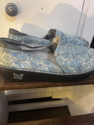 Alegria Debra Casual Friday Embossed Blue Womens Size 7 Casual Slip On Shoes