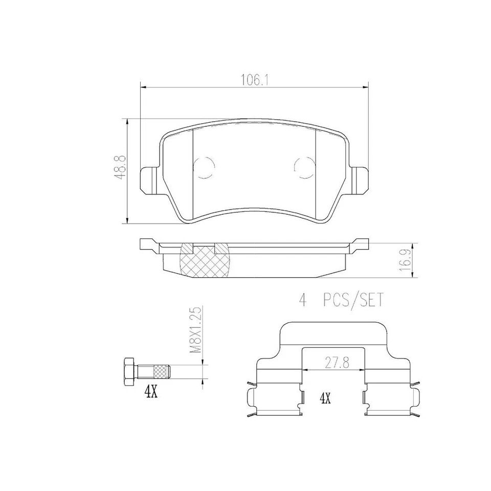 Juego de pastillas de freno de disco cerámicas traseras Brembo para Land Rover LR2 Volvo S60 S80 V70 XC60 Foto 4 de 4