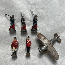 Vintage Lead Toy Lot Soldiers, Figure  Airplane Britains Hill  Co Slush READ