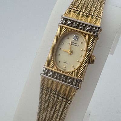 Vintage Jacques Prevard Quartz Watch Women Gold Tone Diamonds ~For Parts Repair