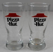 Vintage NOS 1970s Pizza Hut Libbey 10oz Drinking Glasses 5 5/8" Tall Lot of 2