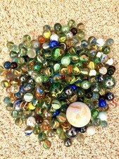 Large vintage 1960-1980 s Lot Cat's Eye Glass Toy Marbles Assorted Colors