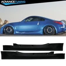 Fits 03-09 Nissan 350Z V Style Unpainted Side Skirts Extension Rocker Panel PU
