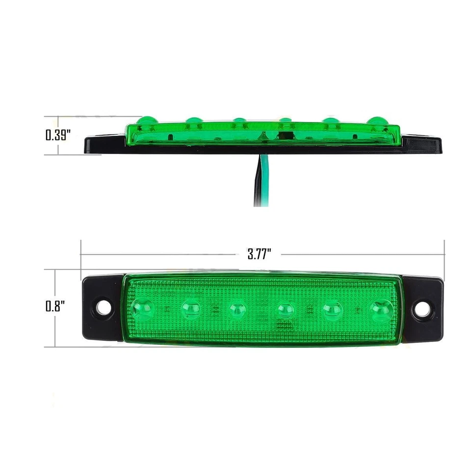 10 pcs Green 12V 6LED INDICATOR SIDE MARKER LIGHT TRUCK TRAILER BOAT LORRY LAMP - Image 3 of 4