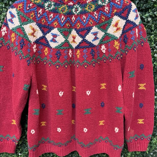 Vintage Northern Isles Sweater Size L Hand Knitted Textured Colorful Coogi Cosby - Picture 9 of 15