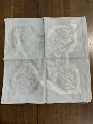 4 Vtg Rare Dining Cloth Napkins Floral Design Light Mint Made in Occupied Japan
