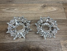 Vintage Starburst Crystal Votive Star Shaped Tea Light Candle Holder Glass Set 2