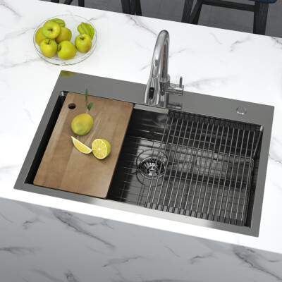 #ad Large Kitchen Sink Stainless Steel 33quot; Single Bowl Drop In Top Mount Rectangle $155.00