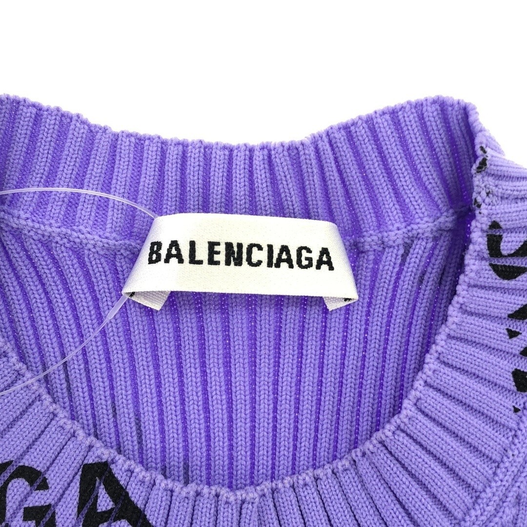 BALENCIAGA 18AW All Over Logo Crewneck Sweater Print Rib