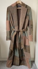 Ralph Lauren Patchwork Wrap Wool Glen Plaid Checked Aztec Coat Usa 4 Uk 8 S