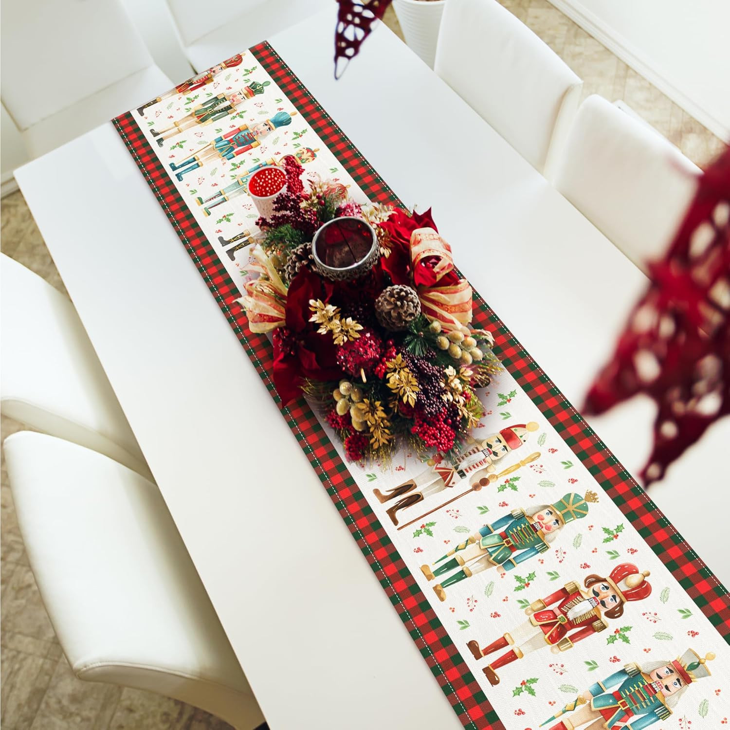 Watercolor Nutcracker Christmas Table Runner - 13 x 72 Inches, Lot, overstock