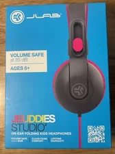 JLAB JBuddies Kids Folding On Ears Padded Volume Limiting Wired Headphones Pink