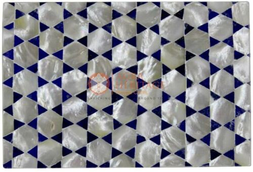 6"x4"x2" Marble Inlaid Jewelry Vintage Box Lapis Mop Mosaic Art Halloween Gift - Picture 2 of 6