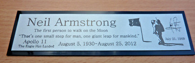 NEIL ARMSTRONG Plakette Apollo 11 Mondlandung NASA 17x4cm NEU