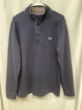 L.L.Bean Navy Blue Medium 1/4 Snap Cotton Blend Quilted Jacket J2