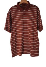 Under Armour Polo Shirt Loose Fit HeatGear Golf Brick Red Striped Mens Large