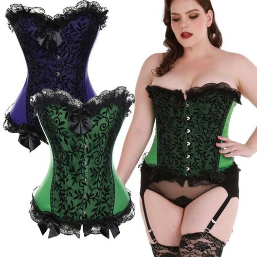 New Sexy Lace Up Basque Lingerie Women Corset Top Bustier Steampunk Gothic S-6X - Picture 10 of 39