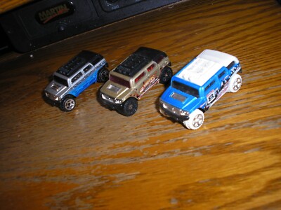 NICE Lot of 3 Different Hot Wheels ROCKSTER Hummer H2 SUV's Free SHIPPING