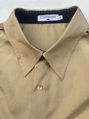 Men's Cortigiani 100% Silk Long Sleeve Button Up Shirt Size EU 60