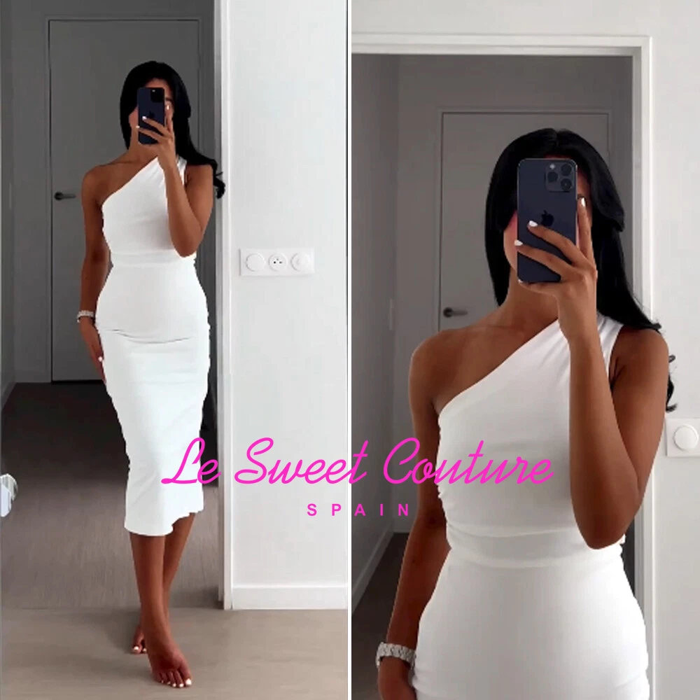 ZARA WOMAN NWT SS23 WHITE ASYMMETRIC MIDI DRESS ALL SIZES 7882 636