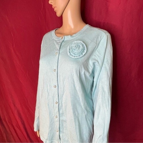 Lane Bryant Retro Rosebud Pearl Button Cardigan size 14/16 - Picture 5 of 10