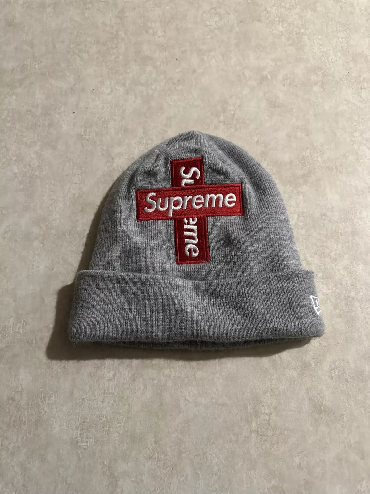 SUPREME CROSS BOX LOGO BONNET GRIS BRUYÈRE FW20 TAILLE OS