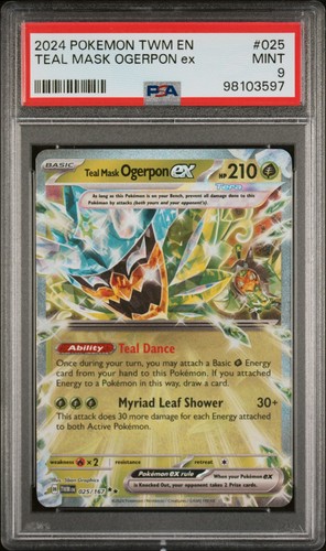 2024 POKEMON TWILIGHT MASQUERADE TWM EN #25 TEAL MASK OGERPON ex PSA 9
