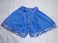 Vintage 90s Womens Landing Strip Denim Snap Button Skirt Short Size 8 Floral