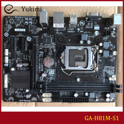 FOR GIGABYTE GA-H81M-S1 DDR3*2 LGA1150 16GB D-Sub Micro ATX Motherboard Test OK