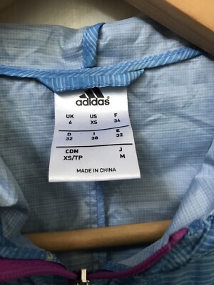 Women's Adidas Climastorm Lightweight Blue Stripe Running Jacket