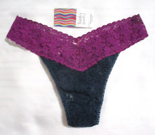 HANKY PANKY ONE SIZE OS THONG 3611CU ORIGINAL RISE DK GREEN PURPLE NYLON PANTIES