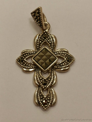 ESTATE JEWELRY .925 STERLING SILVER MARCASITE CROSS PENDANT | eBay