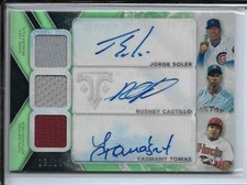 2015 TOPPS JORGE SOLER RUSNEY CASTILLO TOMAS TRIPLE JERSEY AUTO SIGNED #D/18