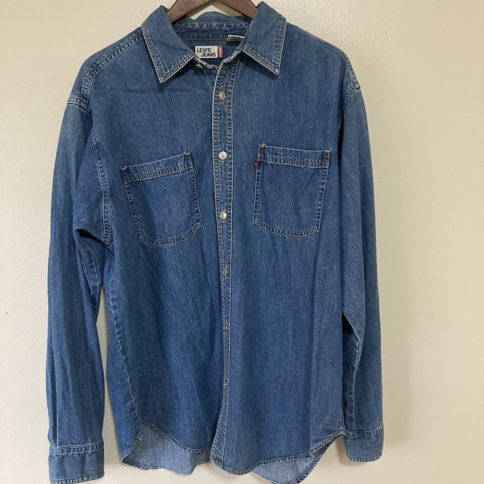 Levis Denim Jacket Mens Jean Trucker Large Denim Double Pocket