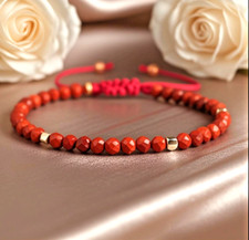 Minimalist Red Jasper 4mm Bead Bracelet Healing Crystal Gift Handmade with Love