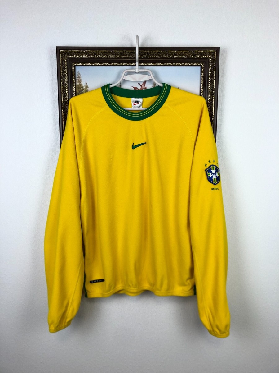 【激レア】 NIKE BRASIL NYLON PULLOVER PISTE Vintage 90's Nike Brazil Football Sweatshirt Fleece Train