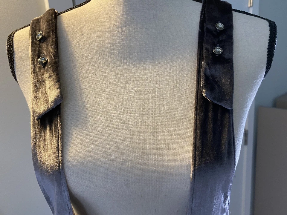 Maeve for Anthropologie Womens Velvet Overalls Romper Jumpsuit Small Grey Loose  - Image 4 of 4