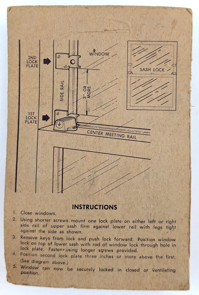 ¡NUEVO! Cerradura de perno de marco de ventana con llave vintage para ventanas colgadas dobles, latón Foto 4 de 4
