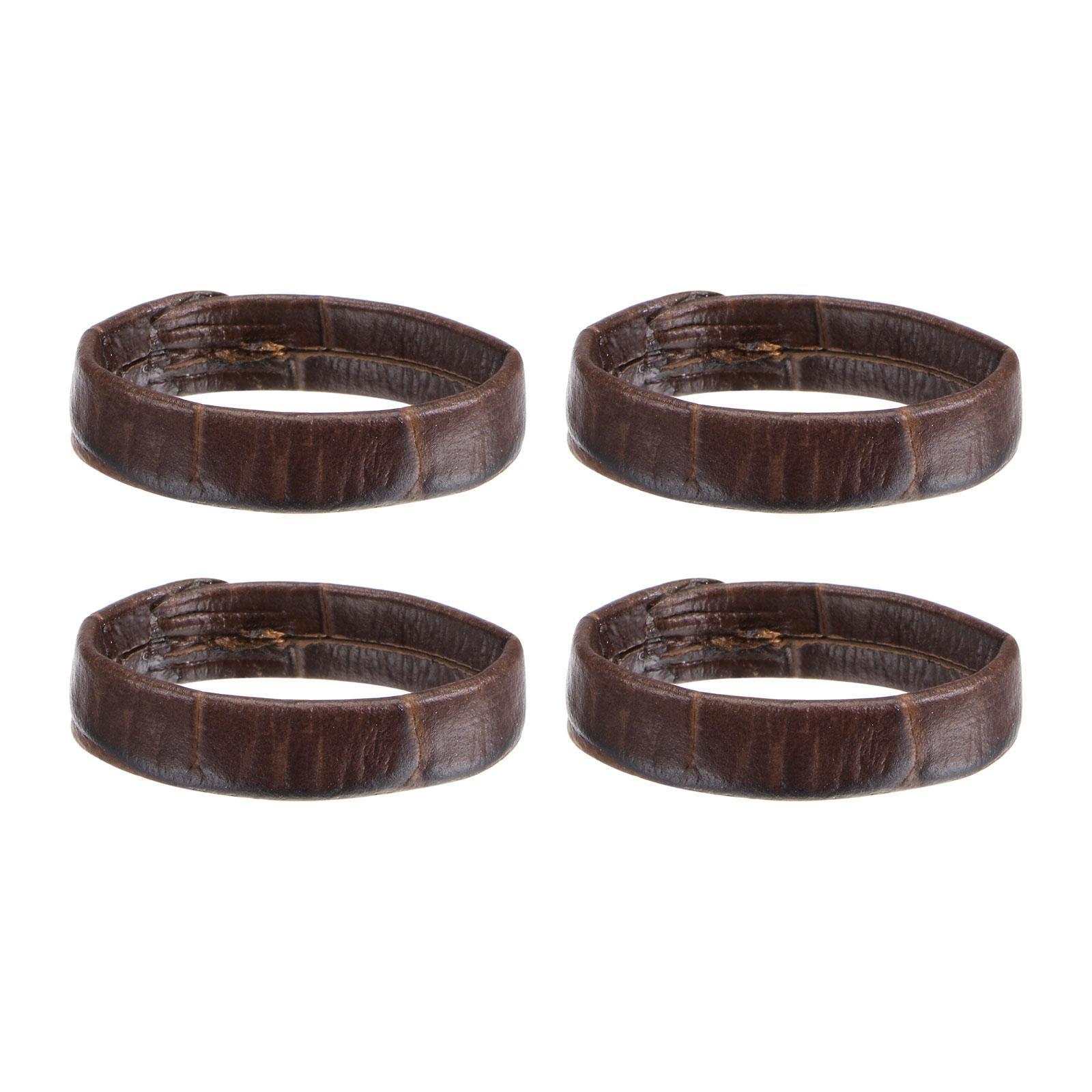 4 Pcs PU Leather Loops Retaining Ring for 22mm Width Watch Band, Dark Brown