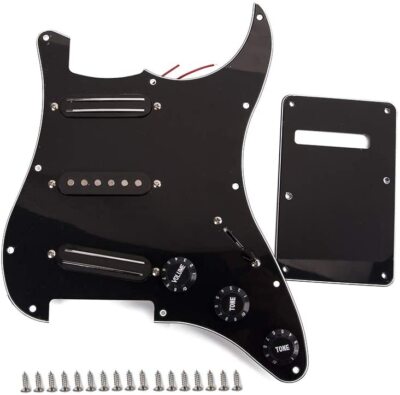 Black Dual Rail Pickup SSS Loaded Pickguard Back Plate for Stratocaster ST