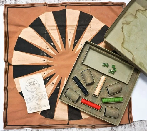 Vintage 1940s Parker Brothers "CIRCLE GAMMON" Board Game Complete FAIR CONDITION