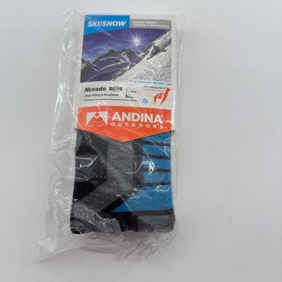 Andina Outdoors Nevado Ski Snow Socks M Charcoal/Cyan Merino Wool Bamboo