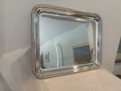 CHRISTOFLE  France RECTANGULAR SILVER TRAY 14'' x 11'' Reeded Edge Near MINT!
