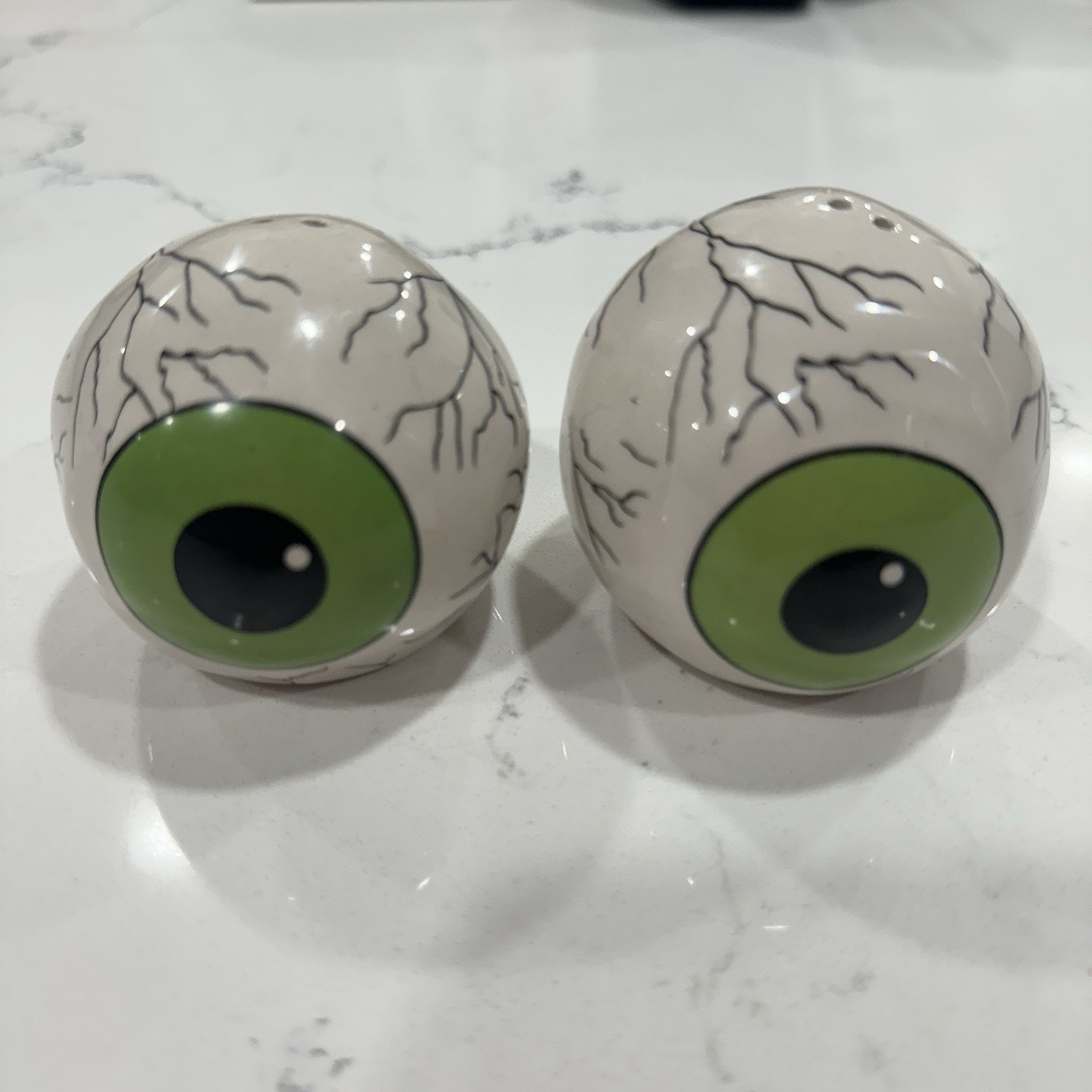 Blue Sky Green Eyeballs Salt Pepper Shakers Halloween Spooky Decorative