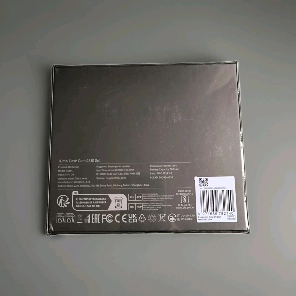 70Mai Dash Cam A510-1 Set 2.7K videoregistratore + RC11 posteriore sigillato - Immagine 3 di 4