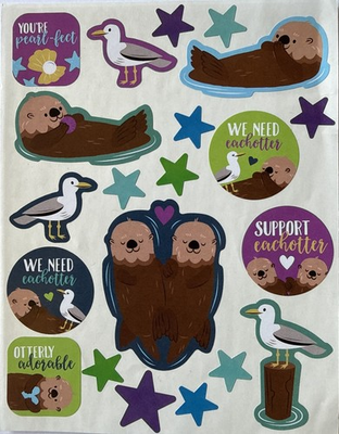 #ad #ad WE NEED EACH OTTER Stickers 21pc Swimming•Seagulls•Animal •Water•Card Making• $3.29