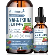 Magnesium Glycinate 1500mg Liquid Drop for Calm, Stress, Sleep, Leg Cramp, Heart
